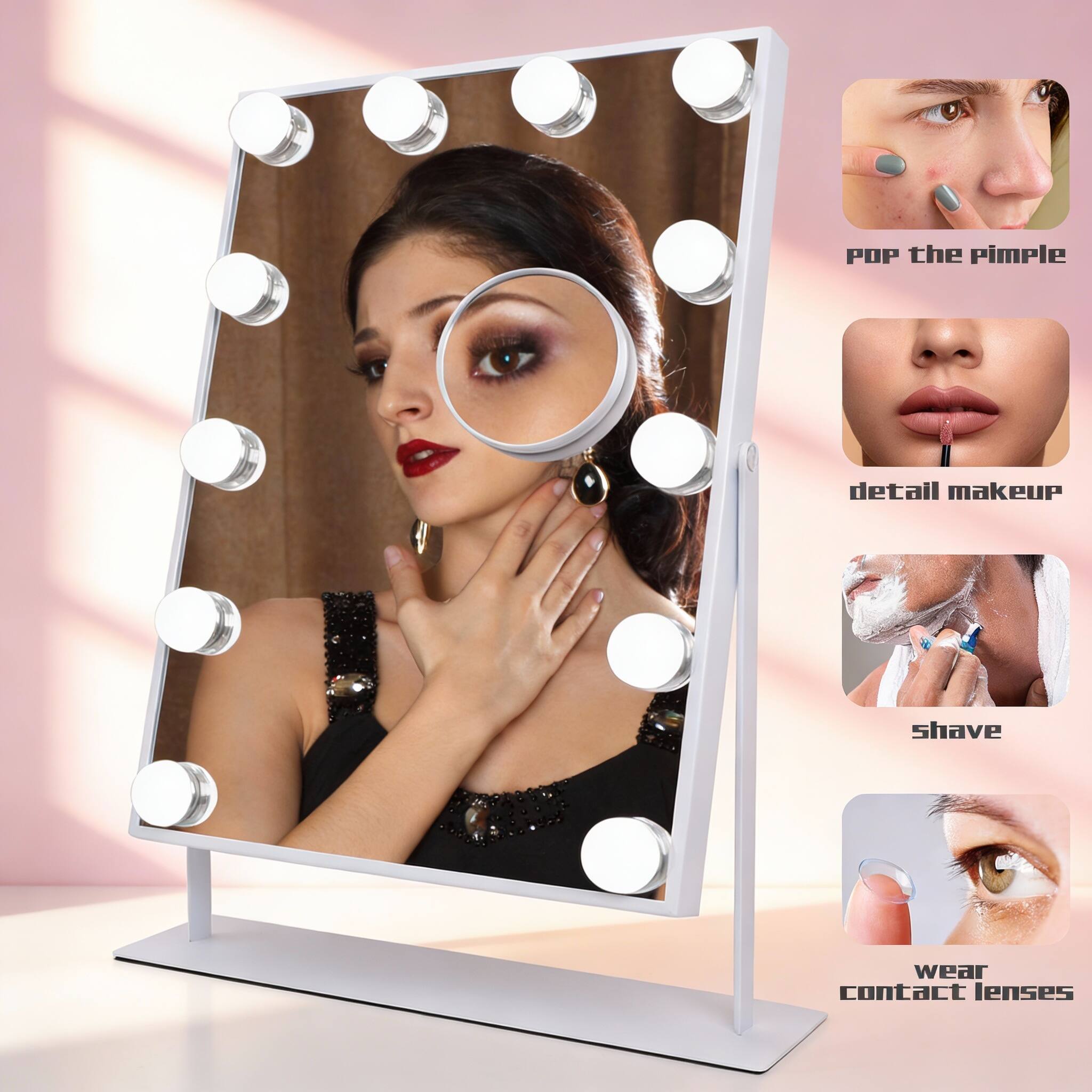 - Pop the pimple
- Detail makeup
- Shave
- Wear contact lenses