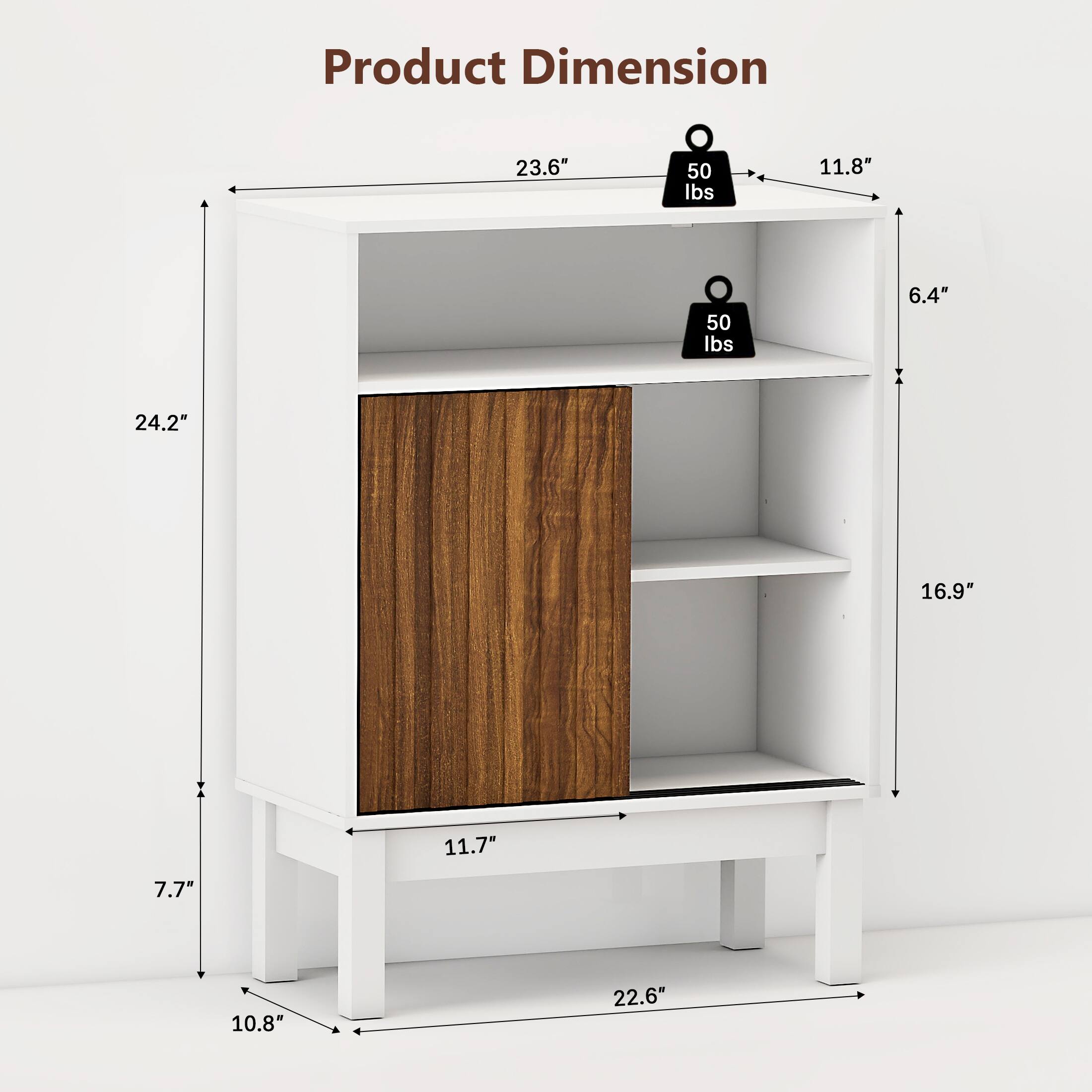 Product Dimension 23.6" 11.8" 6.4" 24.2" 16.9" 11.7" 7.7" 10.8" 22.6" 50 lbs 50 lbs