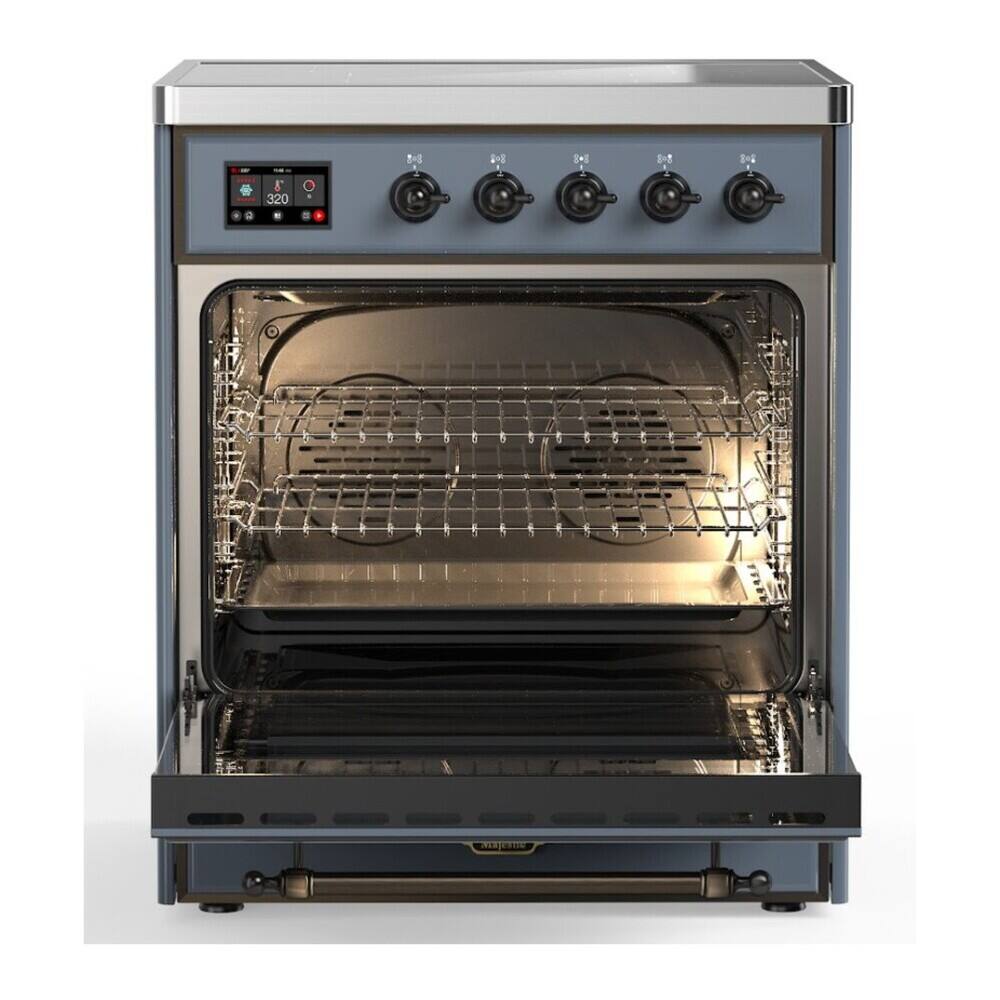 Alt View 3. ILVE - ILVE Majestic II 30 inch Induction Range with 4 Elements (Blue Grey, Burnished Trim) - Blue Grey.