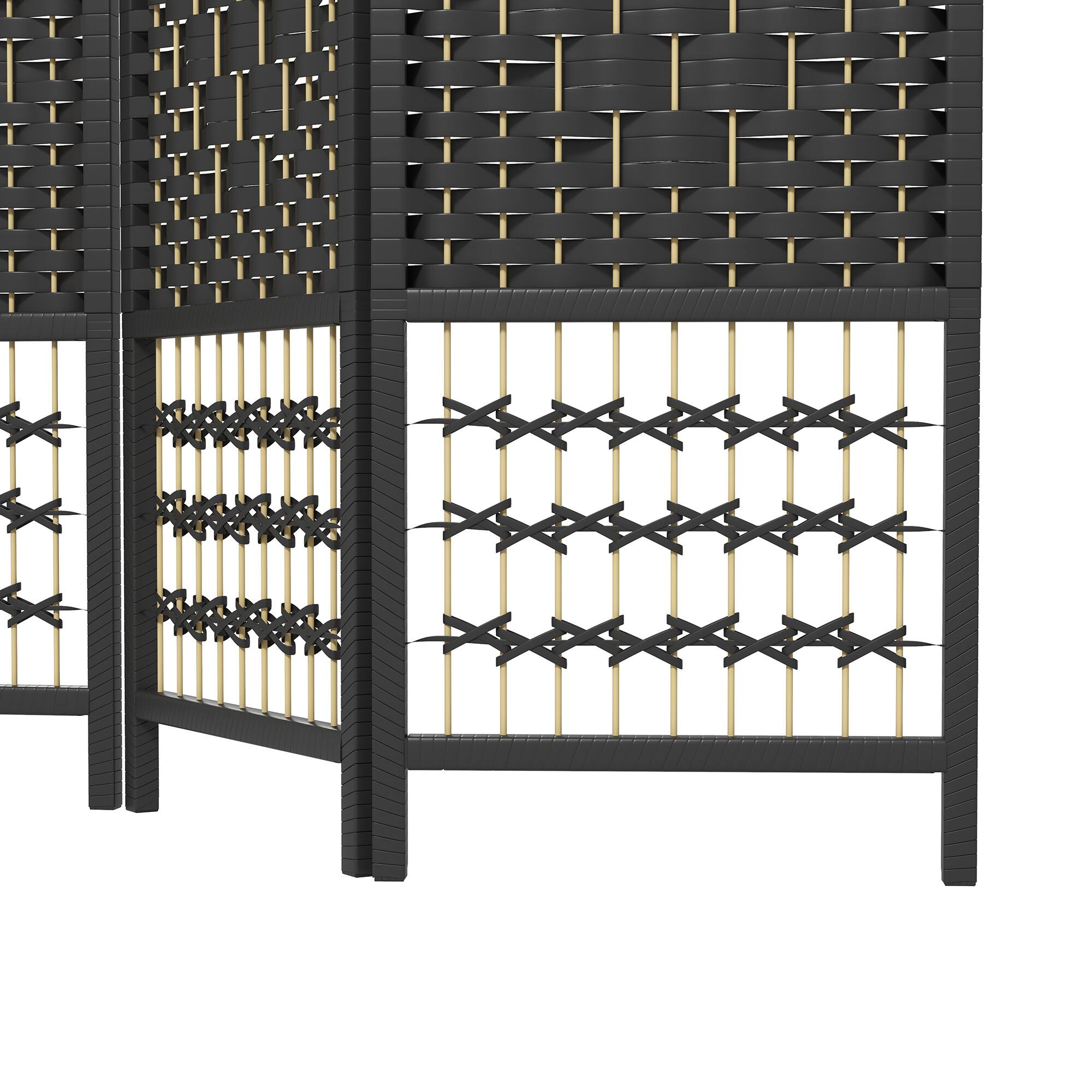 Alt View 8. Homcom - Room Divider, Folding Privacy Screen, Room Separator, Wave Fiber Freestanding Partition Wall Divider - Black.