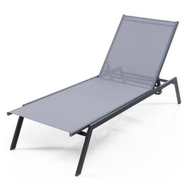 Costway - Patio Lounge Chair Chaise Recliner 6-Position Adjustable Back Garden Poolside - Gray