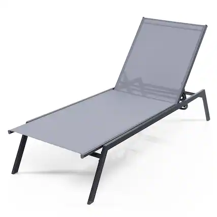 Front. Costway - Costway Patio Lounge Chair Chaise Recliner 6-Position Adjustable Back Garden Poolside - Grey.