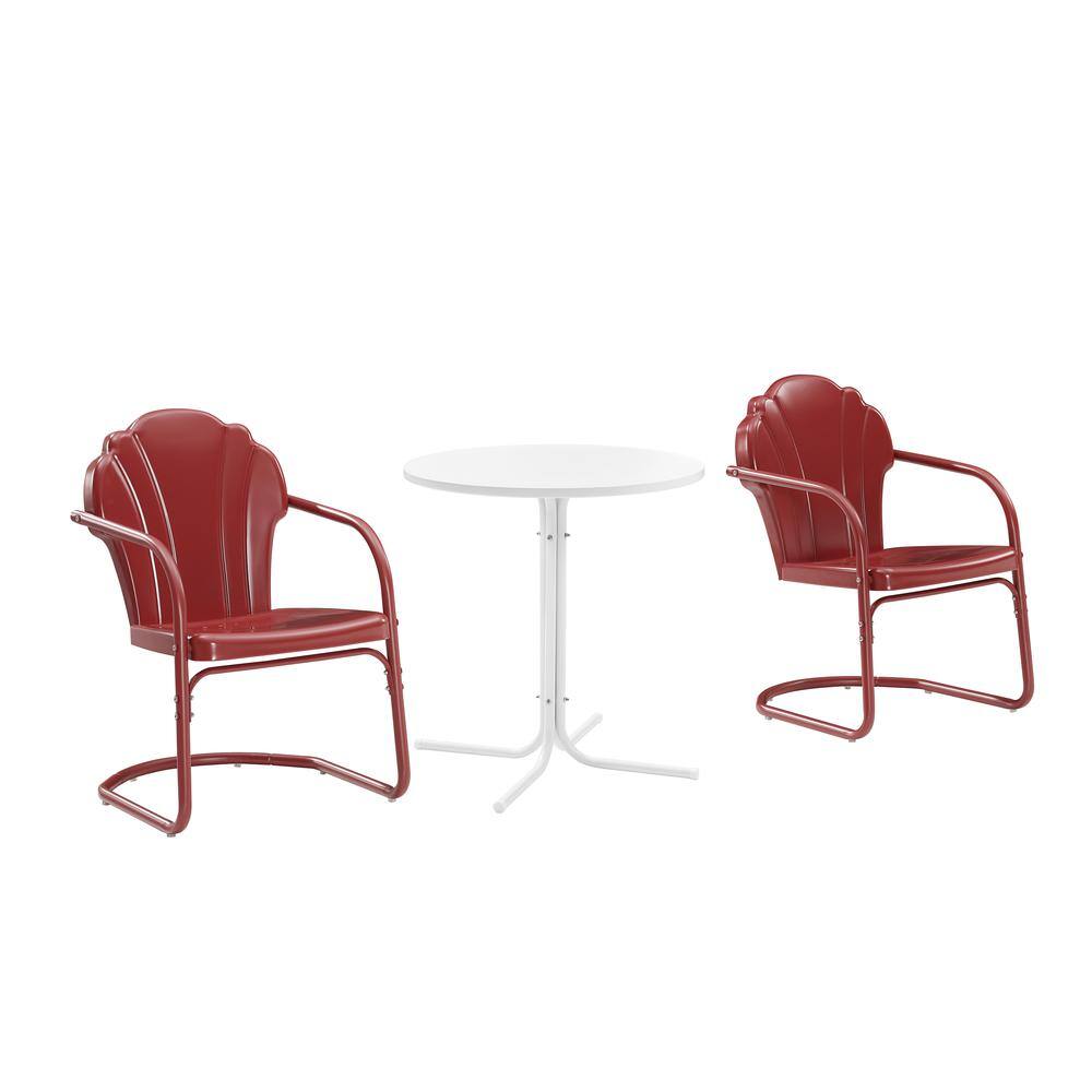 Alt View 4. Crosley Furniture - Tulip 3Pc Retro Outdoor Bistro Set - Bistro Table & 2 Chairs - Dark Red Satin.