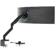 Front. Mount-It! - Heavy‑Duty Full Motion Monitor Desk Mount with Gas Spring for Monitors up to 49”, Black - Black.