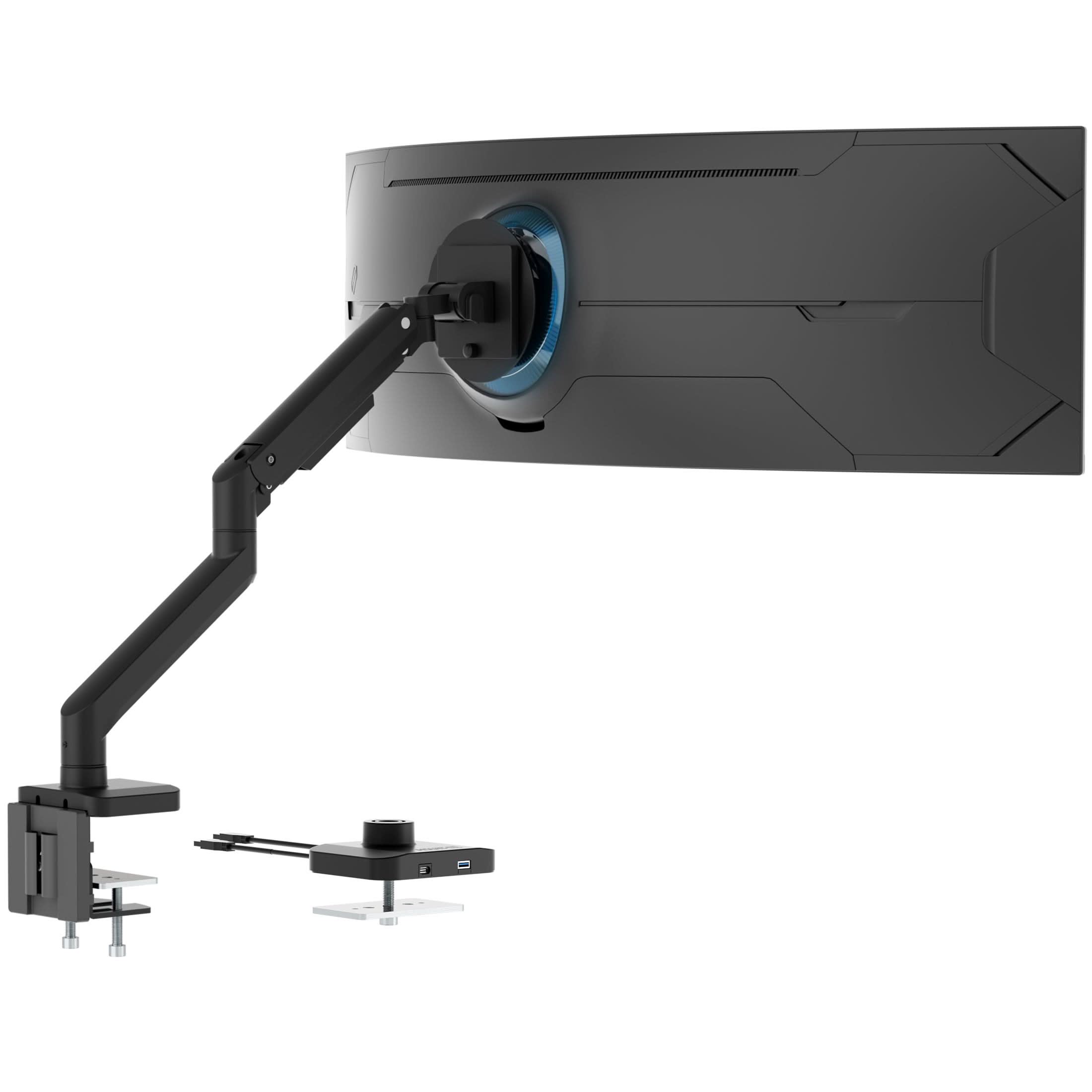 Front. Mount-It! - Heavy‑Duty Full Motion Monitor Desk Mount with Gas Spring for Monitors up to 49”, Black - Black.