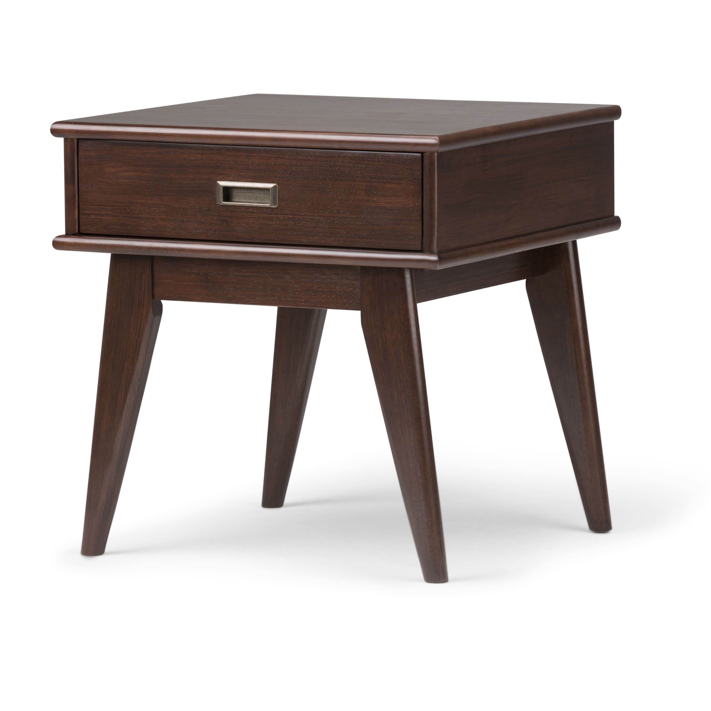 Angle Zoom. Simpli Home - Draper Mid Century End Table - Medium Auburn Brown.