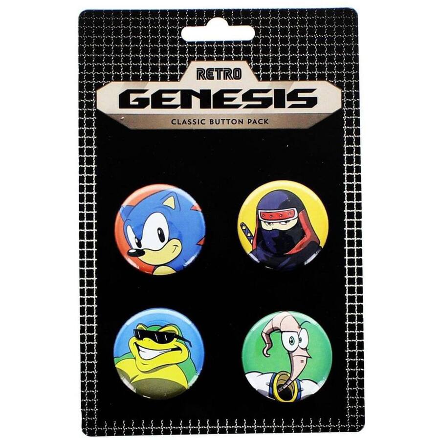 Genesis Cbutton Nerd Block Sega Genesis Classic Game Characters Button 4 Pack ...