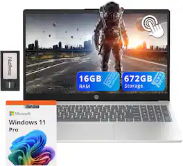 HP - 15.6" Touchscreen Laptop,Intel i3-1215U,16GB RAM,512GB SSD+128GB Dock Station,Intel UHD Graphics,Win 11 Pro - Silver