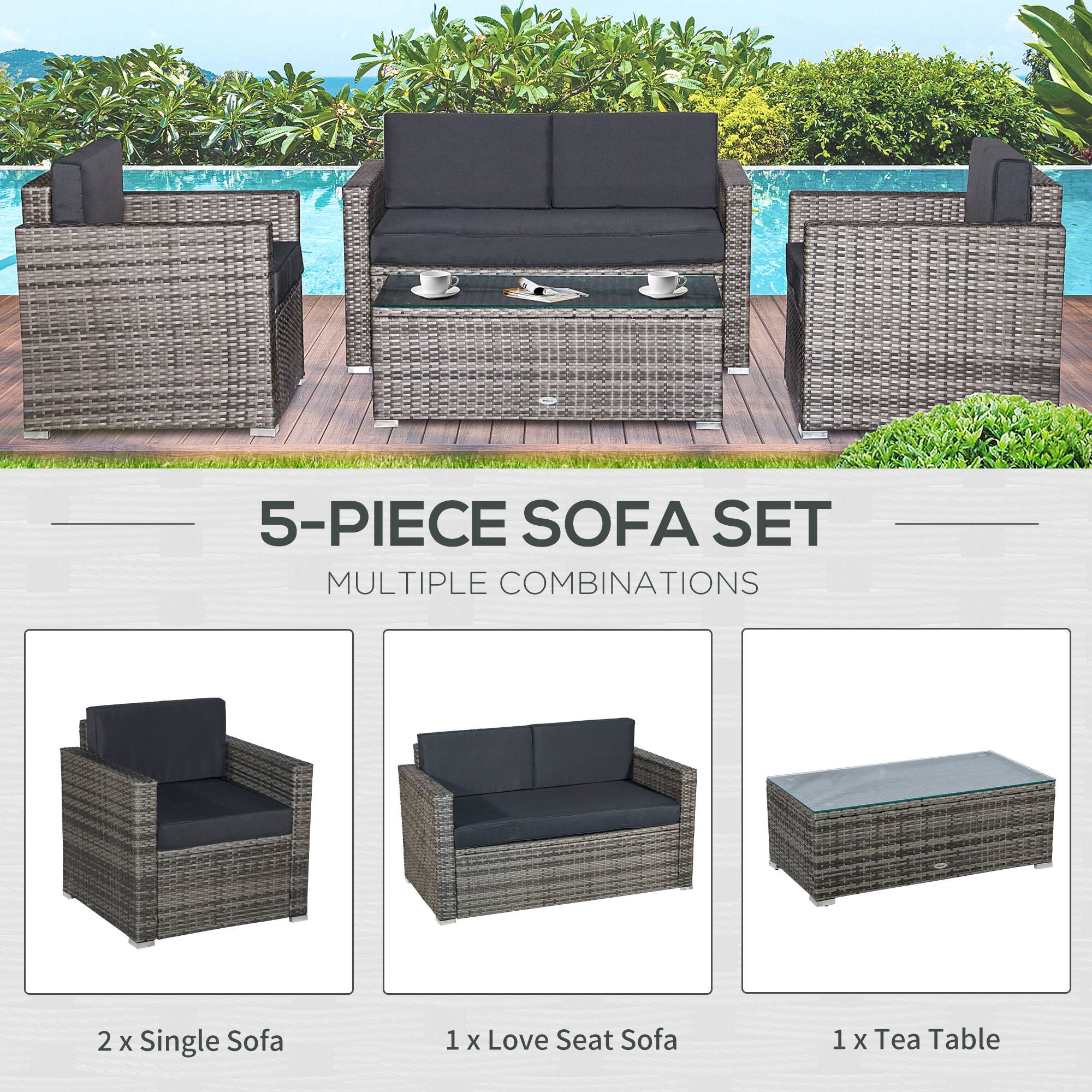 5-PIECE SOFA SET
MULTIPLE COMBINATIONS
2 x Single Sofa
1 x Love Seat Sofa
1 x Tea Table