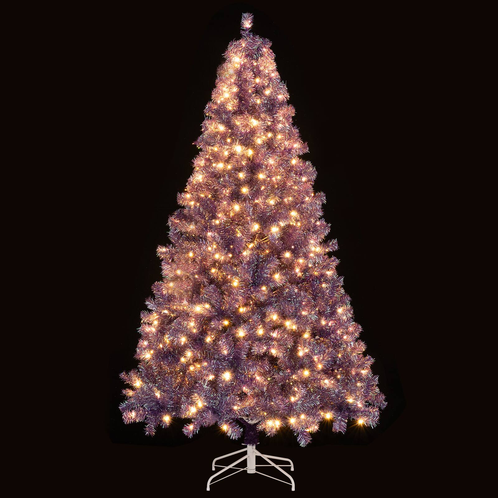 Alt View 9. Gymax - Gymax 7.5 FT Pre-Lit Tinsel Christmas Tree Artificial Xmas Tree w/ 1300 Lush Branch Tips - Purple.