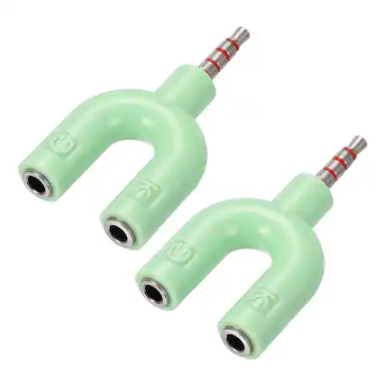 Front. Unique Bargains - 2pcs Headset Mic Splitter Adapter, 3.5mm Male to Dual Female Y Splitter Mic & Audio Jack for PC/Laptop/Smartphone - Green.