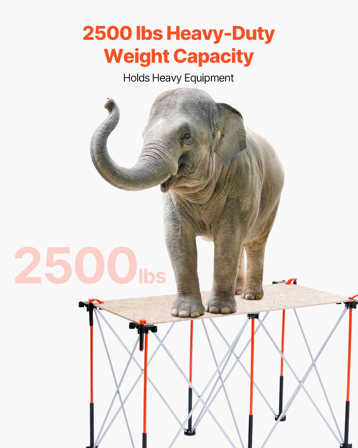 2500 lbs Heavy-Duty Weight Capacity  
Holds Heavy Equipment  

2500 lbs