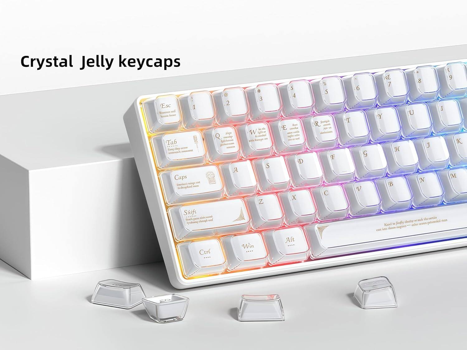 Crystal Jelly keycaps

Esc 1 2 3 4 5 6 7 8 9 0 - = \ Tab Q W E R T Y U I O P [ ] \ Caps A S D F G H J K L ; ' Shift Z X C V B N M , . / Win Ctrl Alt