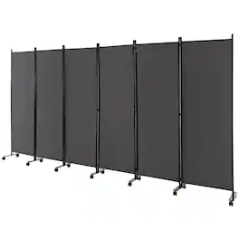 Costway - 6-Panel Folding Room Divider 6FT Rolling Privacy Screen with Lockable Wheels - Gray