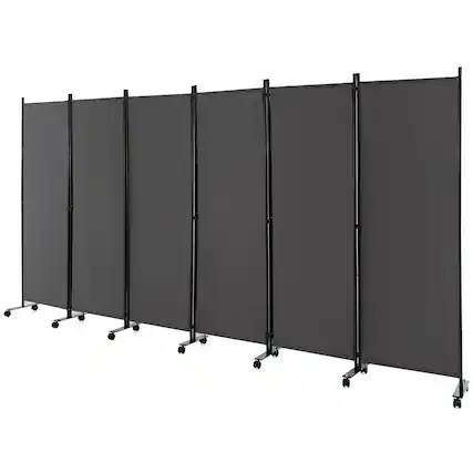 Front. Costway - Costway 6-Panel Folding Room Divider 6FT Rolling Privacy Screen with Lockable Wheels - Gray.
