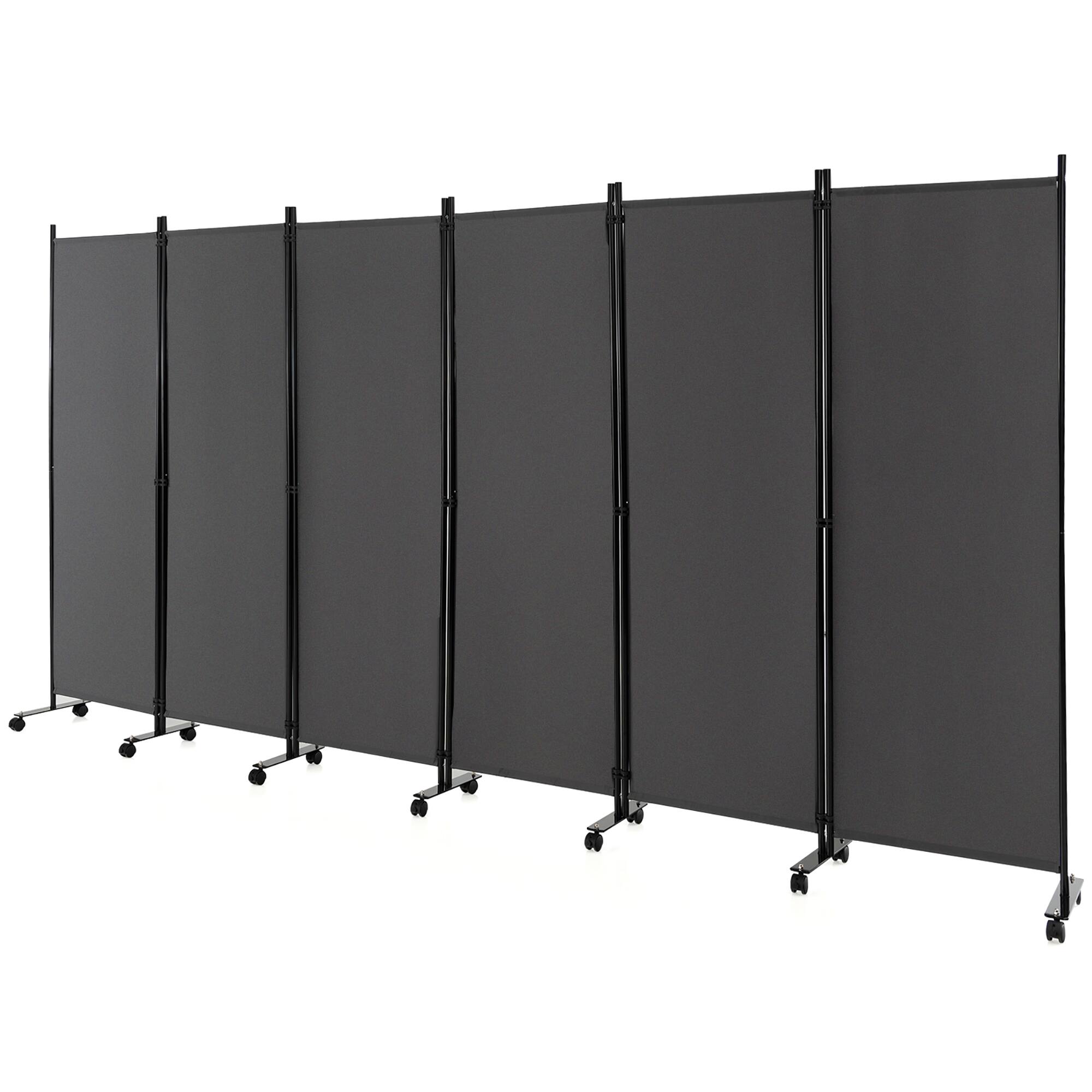 Front. Costway - Costway 6-Panel Folding Room Divider 6FT Rolling Privacy Screen with Lockable Wheels - Gray.