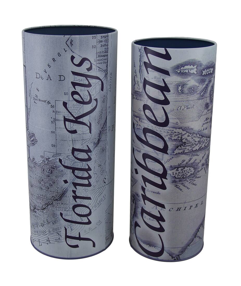 Zeckos - Set of 2 Caribbean and Florida Keys Destination Map Food Safe Tins - Gray