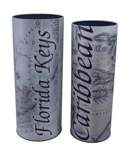 Zeckos - Set of 2 Caribbean and Florida Keys Destination Map Food Safe Tins - Gray