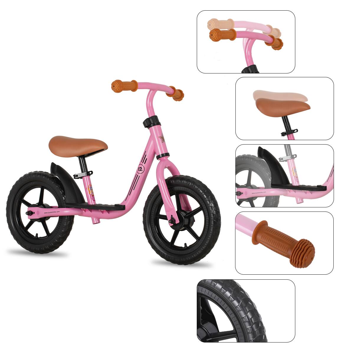 Alt View 5. JOYSTAR - JOYSTAR Roller 12" Toddler Balance Bike for Girls Boys, Ages 18 Months to 5 Years, Kids Push Bike with Footrest, Pink - Pink.