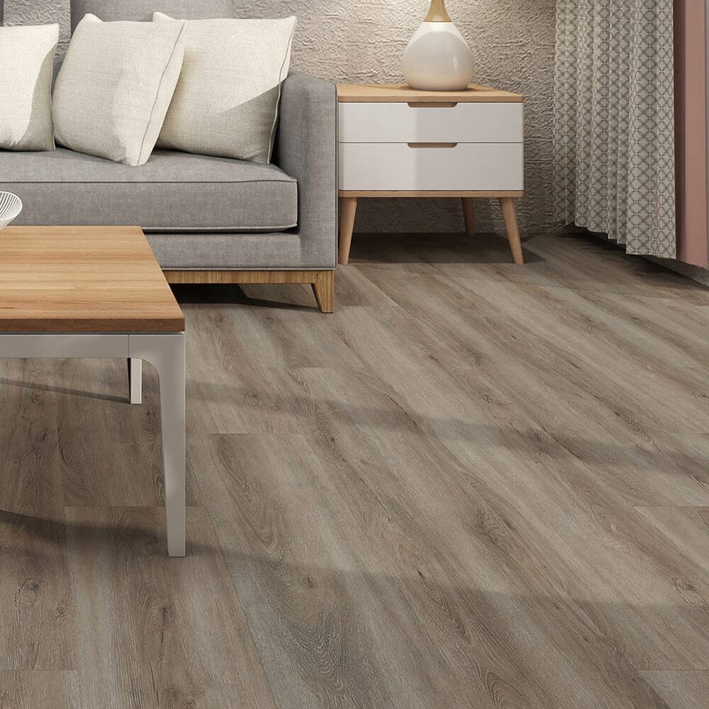 Angle. Dotfloor - 62.6"x9" SPC Composite Flooring; 5 Planks/Box (19.56 sq. ft/Box); 8mm Thick with ; 30 mil Wear Layer; - Verbier Festival.