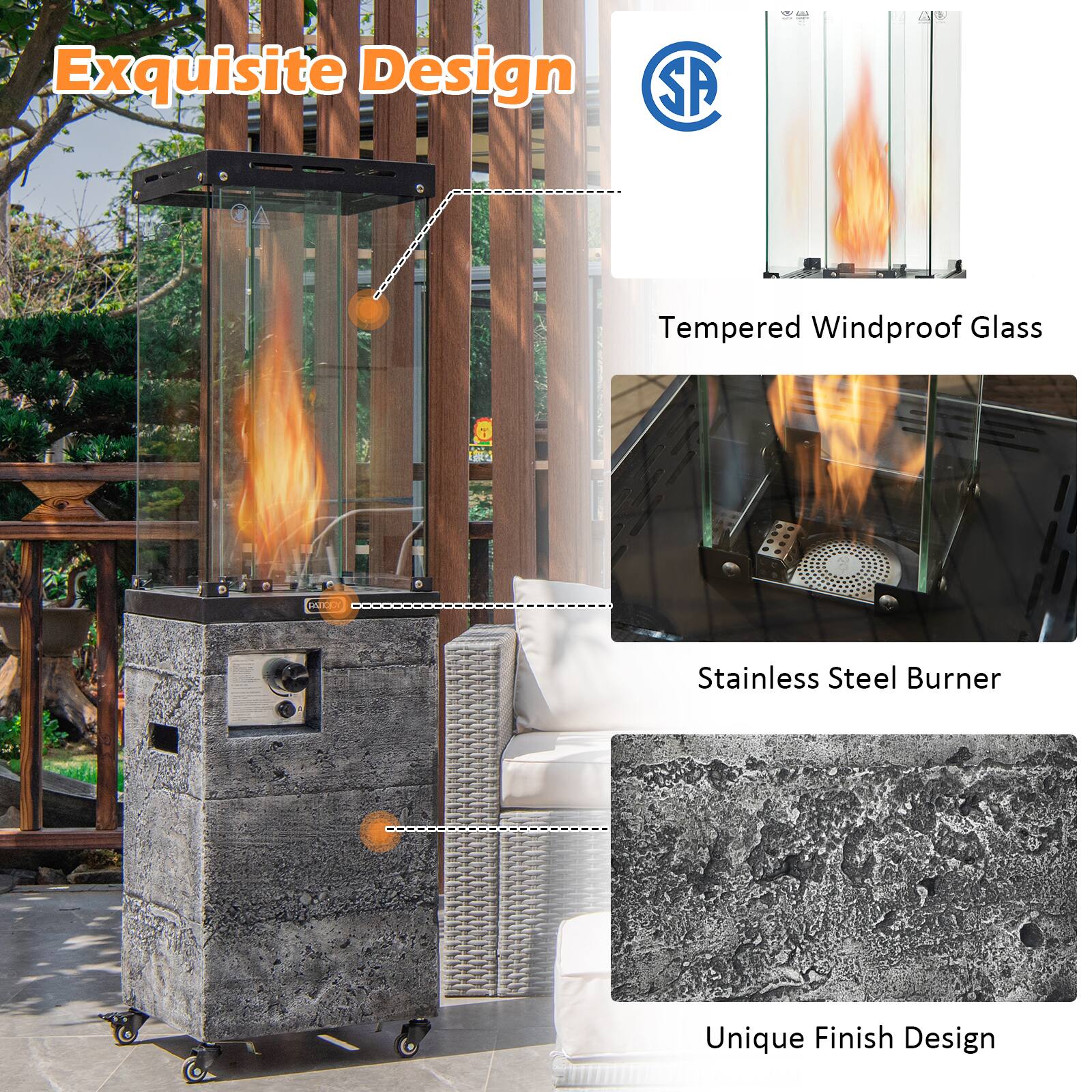 Exquisite Design

- Tempered Windproof Glass
- Stainless Steel Burner
- Unique Finish Design