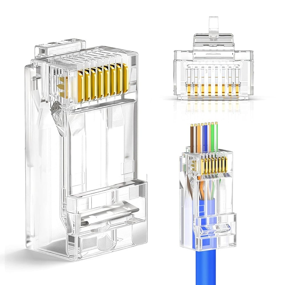 ACJPR - Cat6 RJ45 Pass-Through Connectors 50-Pack, for Solid/Stranded UTP Cable