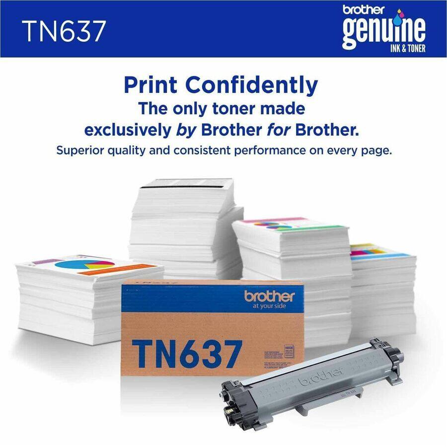 TN637

Print Confidently  
The only toner made exclusively by Brother for Brother.  
Superior quality and consistent performance on every page.

brother genuine INK & TONER

brother at your side