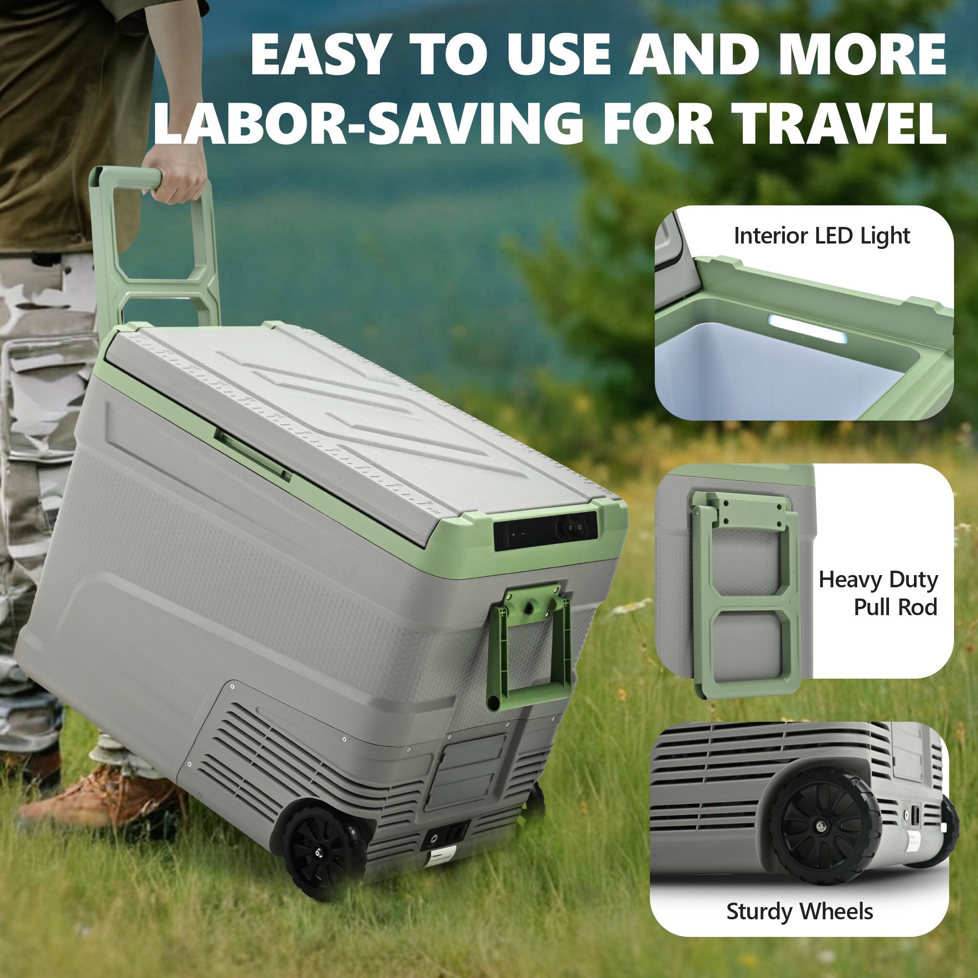 EASY TO USE AND MORE LABOR-SAVING FOR TRAVEL

- Interior LED Light
- Heavy Duty Pull Rod
- Sturdy Wheels