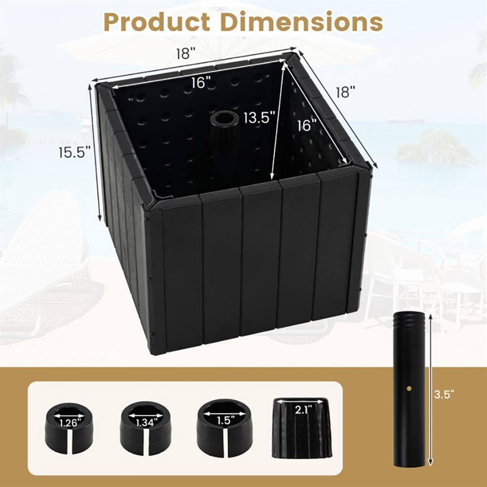 Product Dimensions: 18" x 16" x 13.5" x 16" x 18" x 15.5"  
Diameter: 1.26" 1.34" 1.5" 2.1" 3.5"