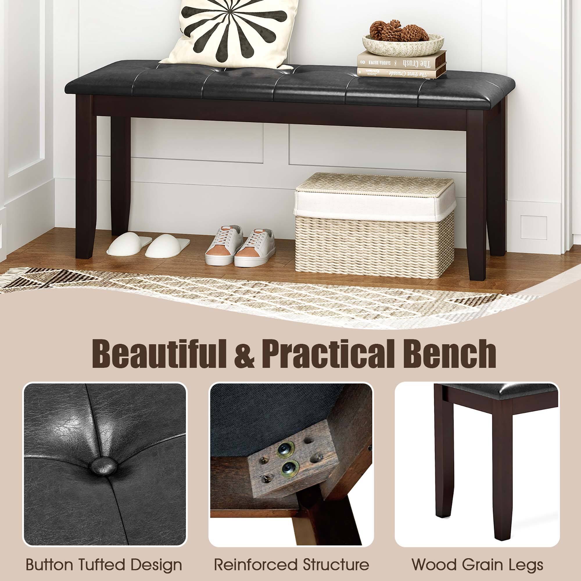 Beautiful & Practical Bench

- Button Tufted Design
- Reinforced Structure
- Wood Grain Legs