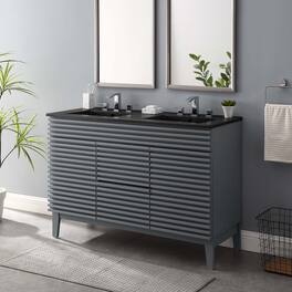 Modway - Render 48" Bathroom Vanity with Black Basin Included - Gray Black