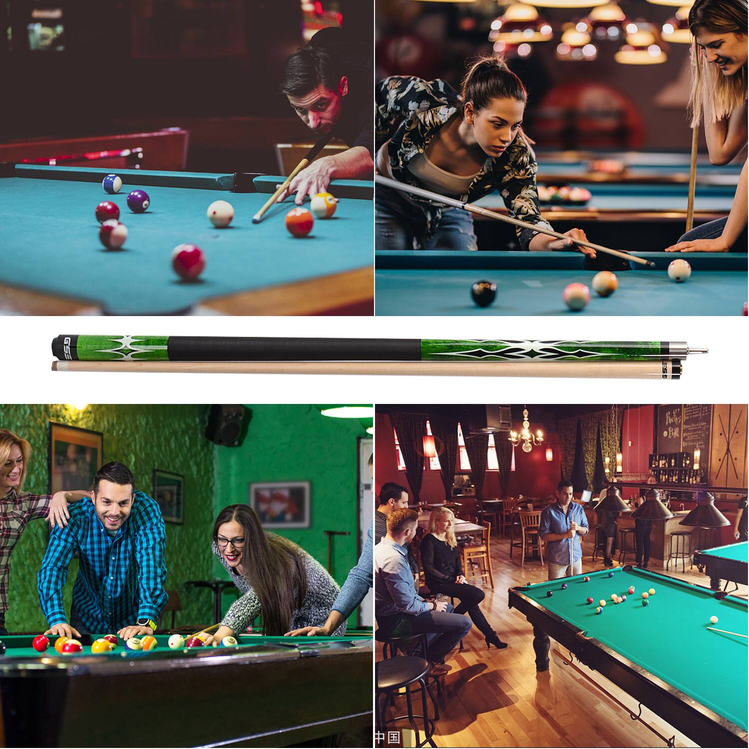 Alt View 4. GSE Games & Sports Expert - 58" 2-Piece Green Canadian Maple Hardwood Billiard Pool Cue Stick for Men/Women - 19oz - Green.