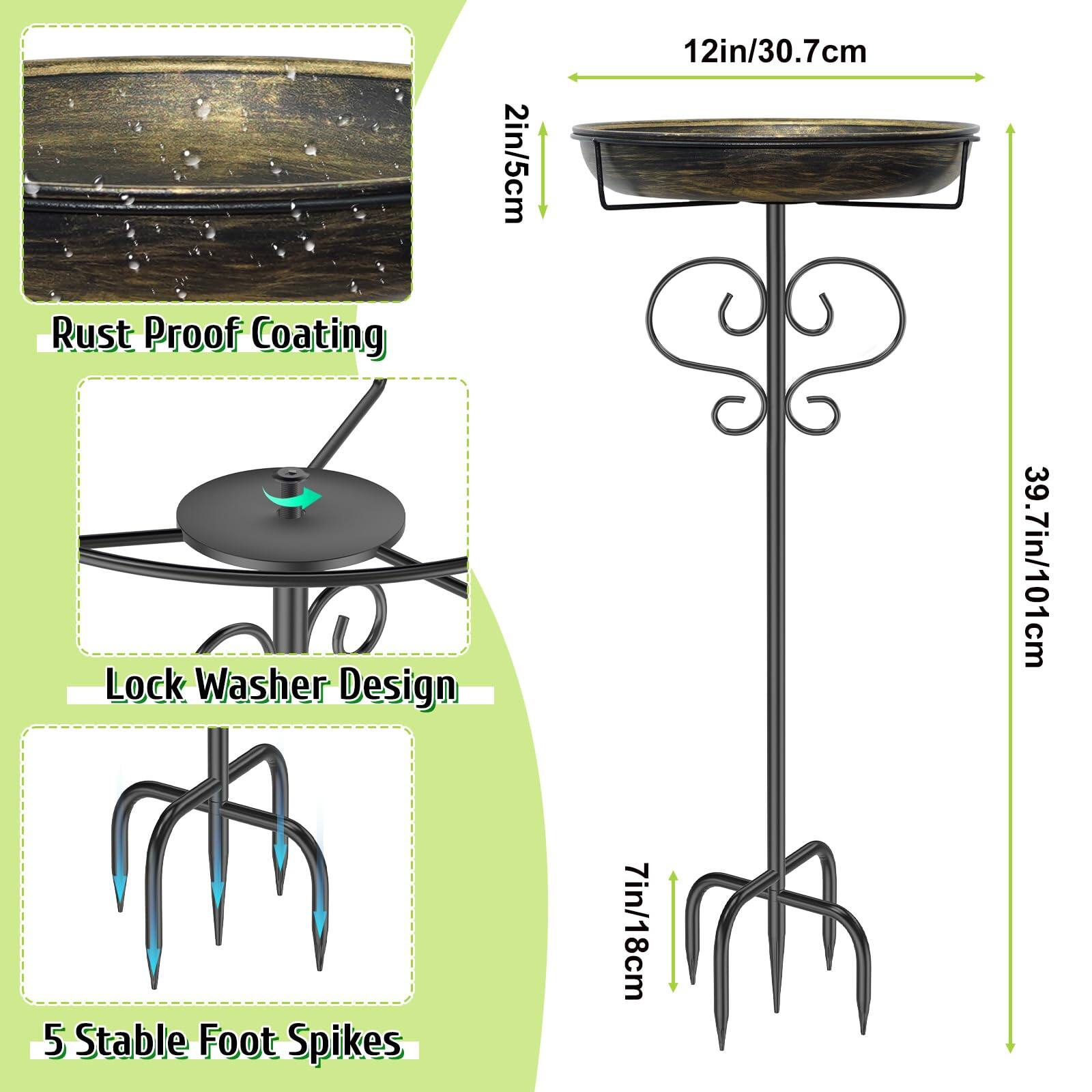- Rust Proof Coating
- Lock Washer Design
- 5 Stable Foot Spikes
- 2in/5cm
- 12in/30.7cm
- 39.7in/101cm
- 7in/18cm