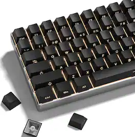 Womier - PBT Keycaps, 136 Keys Double Shot Keys for 60 65 75 TKL 96 100 Percent Cherry MX Switch Mechanical Keyboard - Black