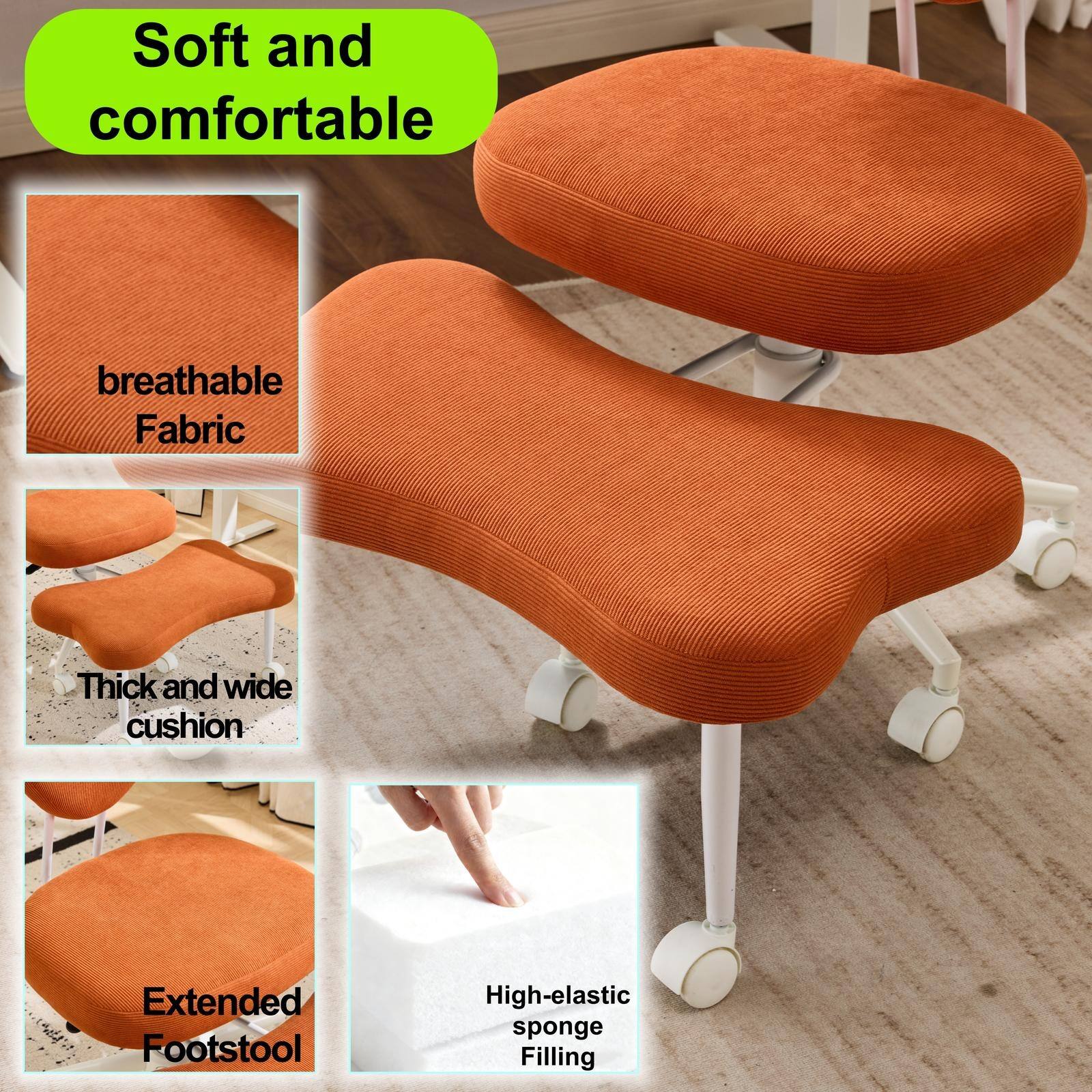 Soft and comfortable  
breathable Fabric  
Thick and wide cushion  
Extended Footstool  
High-elastic sponge Filling