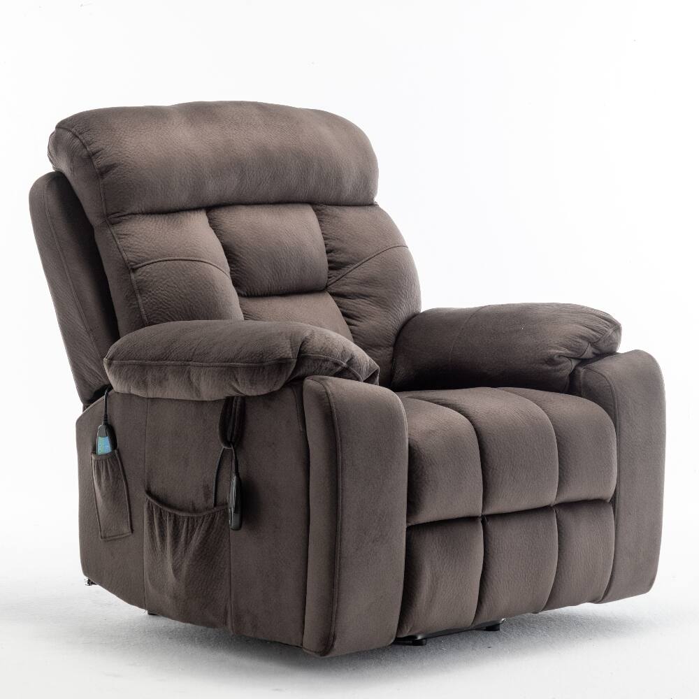 Alt View 3. Ropilly - Ropilly Power Lift Recliner for Elderly, Extra Wide Velvet Lift Chair with Heat and Massage, Antique Brown - Antique brown.