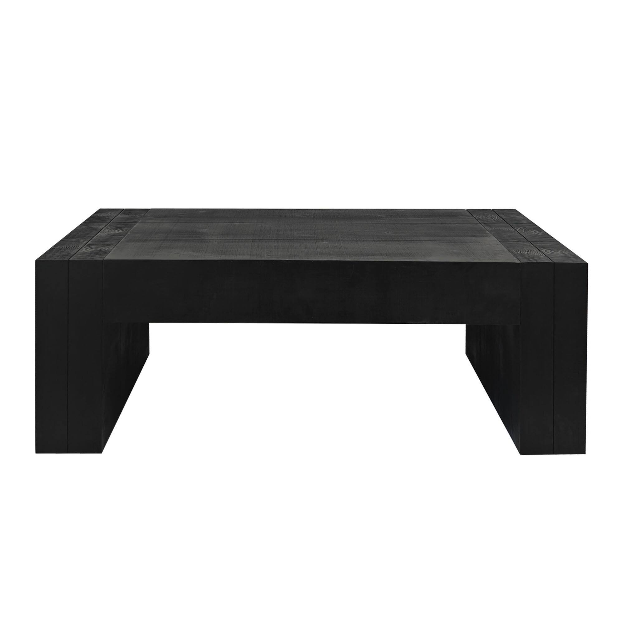 Alt View 1. GOODSILO - Contemporary Solid Wood Rectangular Coffee Table for Modern Living Room Decor - Black+Wood.