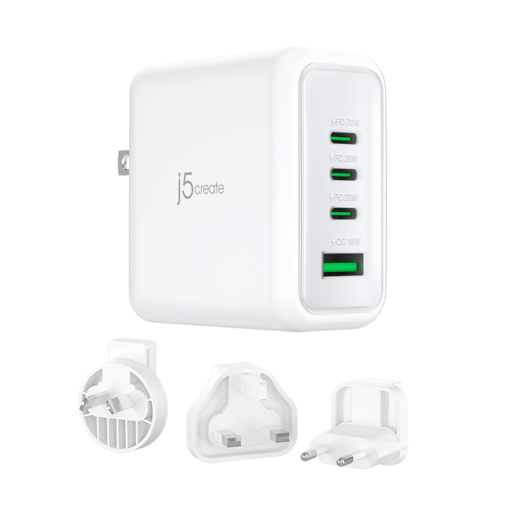 j5create - 70W GaN USB-C 4-Port Charger with changeable AC plugs - White price history on PriceWatchPro