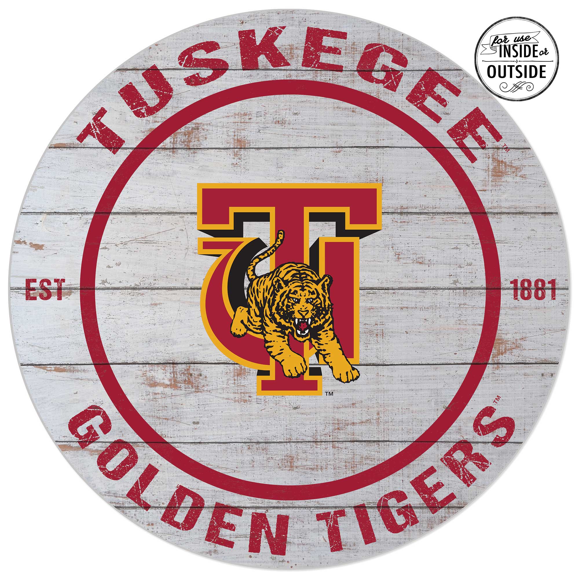 Tuskegee Golden Tigers 20'' x 20'' Indoor/Outdoor Weathered Circle Sign