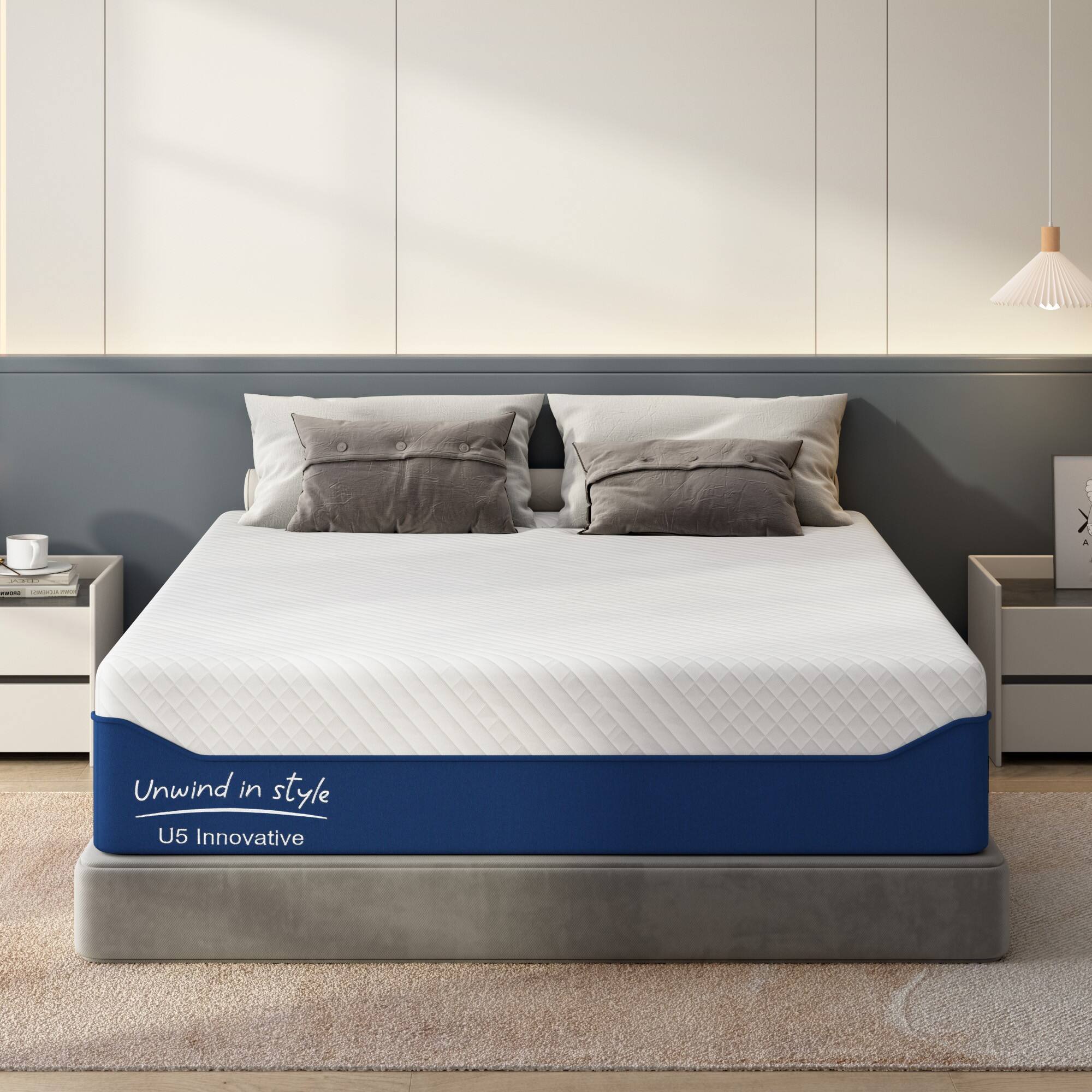 Glintex - 12-Inch Full Gel Memory Foam Mattress, Medium Firm, Cooling, Pressure Relief, Removable Washable Cover, Bed in a Box - White