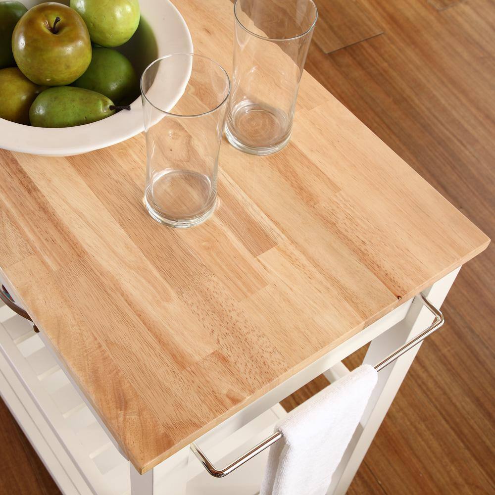 Alt View 4. Crosley Furniture - Wood Top Kitchen Prep Rolling Cart - White.