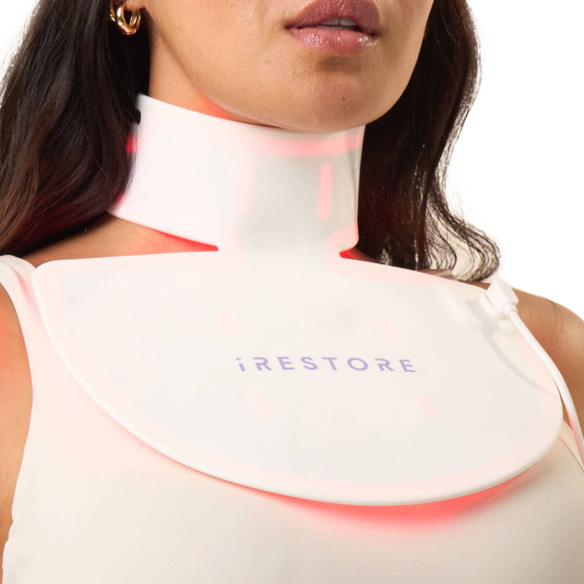 Front. iRestore - Illumina LED Neck & Chest Anti Aging Mask – for Smoother, Firmer and Glowing Skin - White.