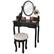 Front. Costway - Costway Vanity Table Makeup Table Cushioned Mirror 5 Drawers - Black.