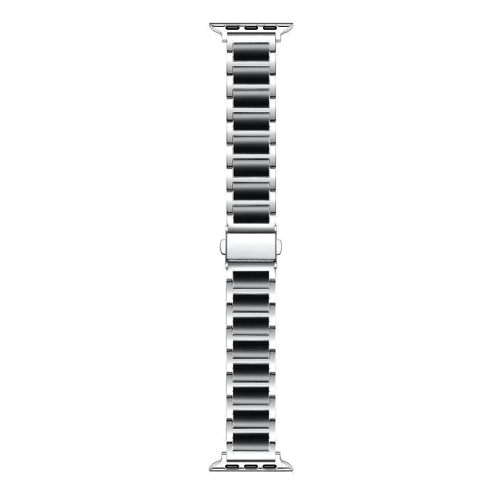 Left. Posh Tech - Alec Stainless Steel + Resin Band for Apple Watch - Silver/Black.