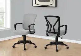 TinyHomie - Grey Mesh Black Metal Contemporary Ergonomic Office Chair Adjustable Height - Gray