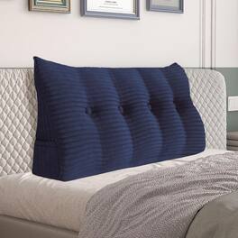 wowmax - Wedge Pillow Headboard for Full - Navy Blue Bed Wedge with Removable Cover - Dark Blue