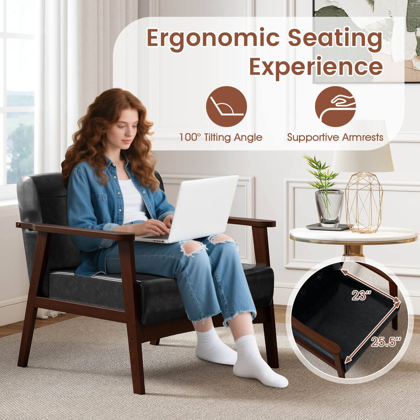 Ergonomic Seating Experience
100° Tilting Angle
Supportive Armrests
23"
25.5"