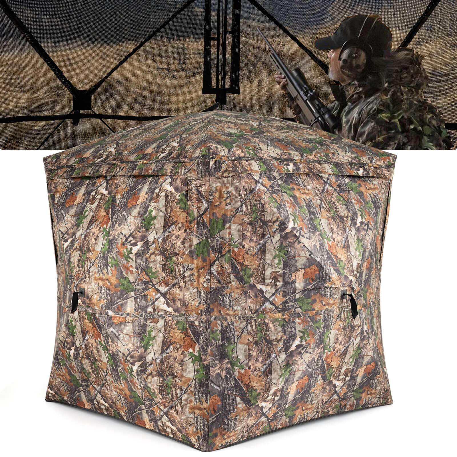 Front. Costway - Costway 270° See Through Hunting Blind Tent, 2-3 Person Pop-Up Ground Blind with Windows - Camouflage.