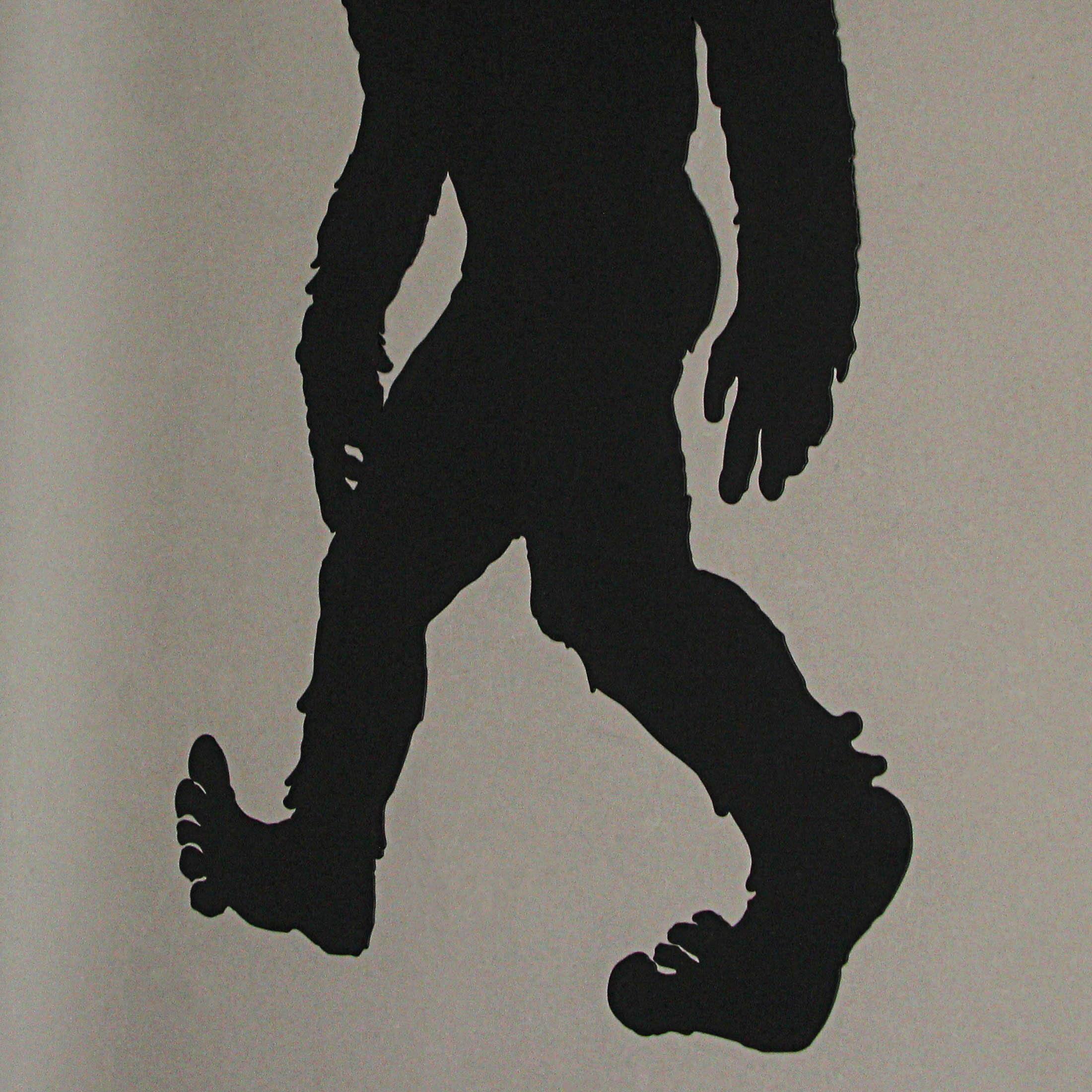 Alt View 9. Zeckos - Black Metal Laser Cut Bigfoot Walking Wall Sculpture Home Decor Sasquatch Art - Black.
