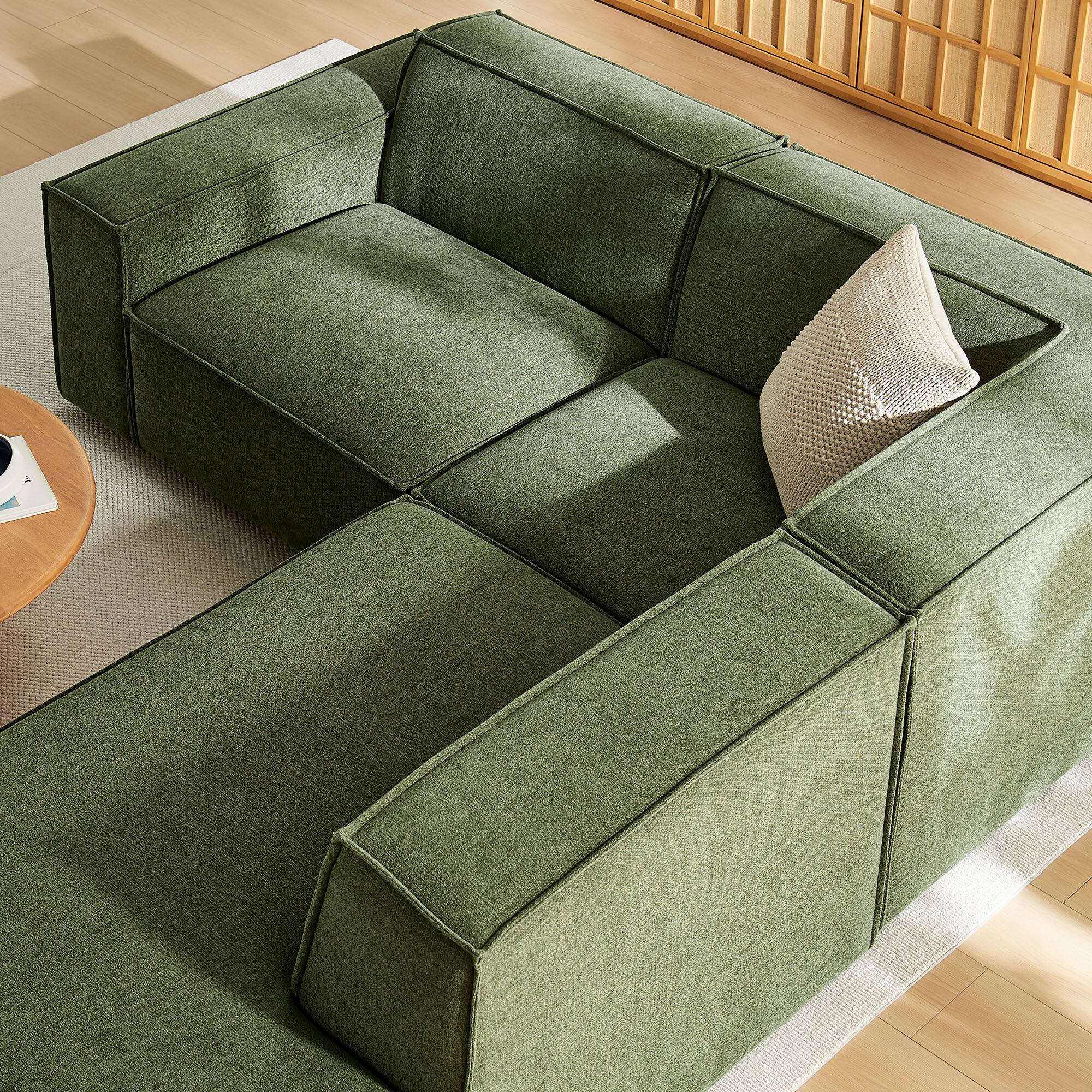 Alt View 9. Modway - Restore 3-Piece Performance Fabric Upholstered Modular L-Shaped Sectional Sofa by Modway - Foliage.